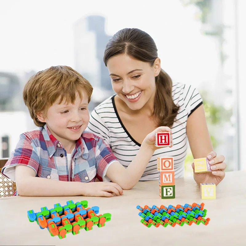 

3/6pcs Multicolor Wacky Tracks Snap and Click Fidget Toys Adult Kids Stress Autism Snake Puzzles Classic Sensory Reliever Toy 7z