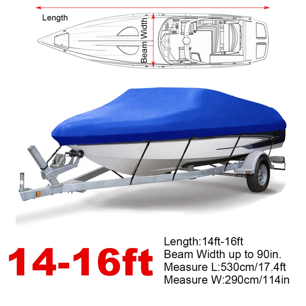 

14ft 15ft 16ft 210D Denier Trailerable Boat Covers Water proof Rain Proof SUN UV Protector Speedboat Boat Cover Fishing