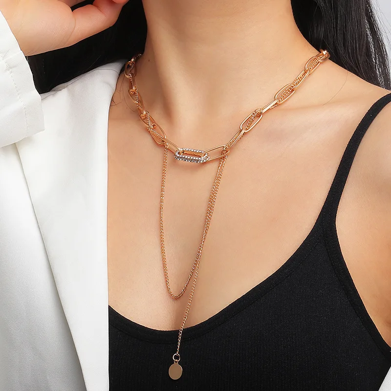 

Bohemian Fashion Golden Long Chain Geometric Cross Pendant Necklace Woman Classic Trend Beach Party Jewelry Accessory Gift
