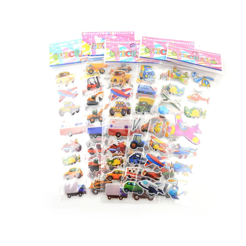 

5pcs 3D Cartoon Transport Cars Stickers Kids Classic Toys Bubble Sticker School Reward Gift For Diary Decoration Scrapbooking