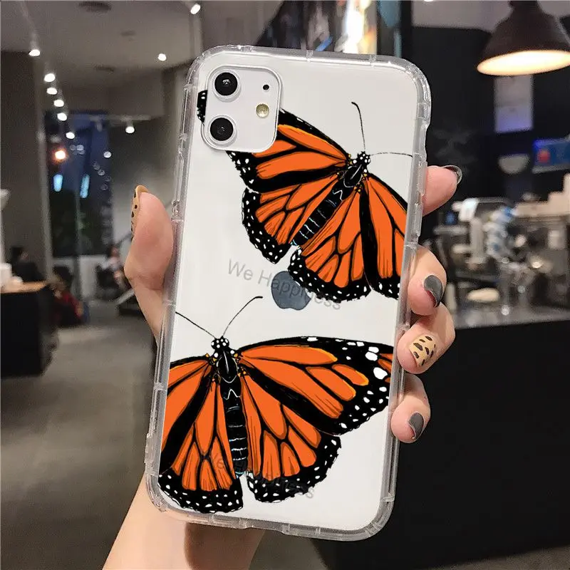 Мягкий прозрачный чехол Monarch Butterfly для iPhone 13 XS MAX X XR 5S 6S 8 7 Plus SE 2020 11 12 Pro Max mini Coque |