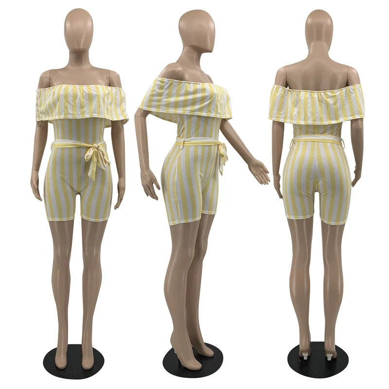 

Fashion Sexy Striped Print Jumpsuit Women 2021 Summer Sexy Bodysuit One Piece Club Outfits Lounge Streetwear Wholesale Items