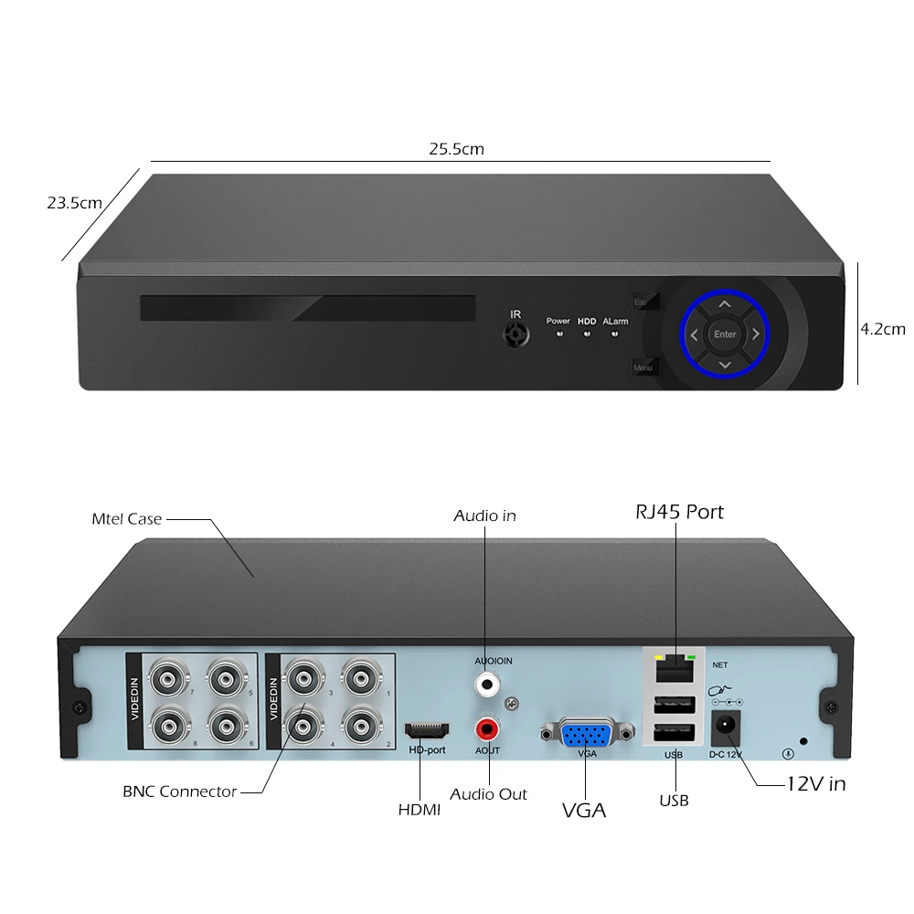 USAFEQLO 5MP-N 8CH AHD DVR 6 в 1 Гибридный H.265 видеорегистратор для 5MP/4MP 1080P TVI CVI аналоговая