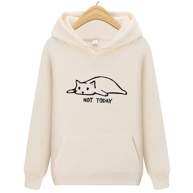 Kawaii Cat толстовки для мужчин не сегодня забавные толстовка с рисунком