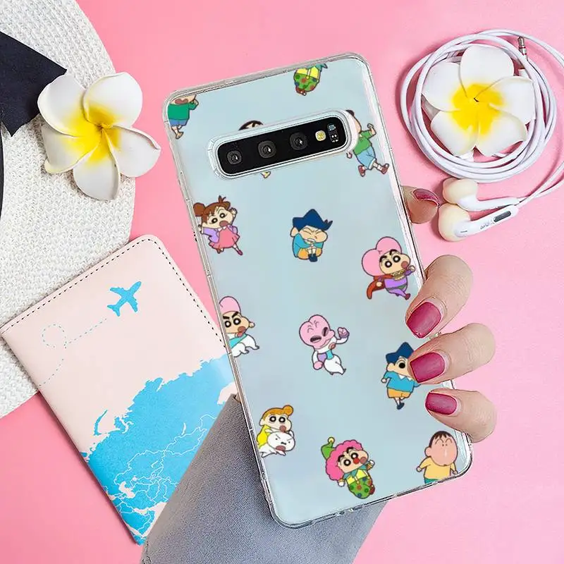 

Anime cute Crayon Shin-chan Phone Case Transparent for samsung A 21s 50 71 S 8 9 20 20fe note 10 20 ultra plus