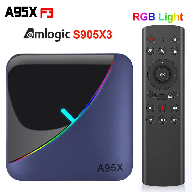 ТВ приставка A95X F3 RGB на Android 9 0 Amlogic S905X3 4 Гб 32 ГБ 64 2 4G Wi Fi BT YouTube 1080P 4K 16