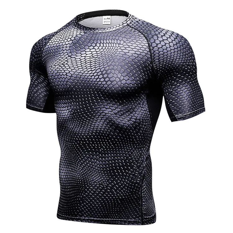 

Breathable Men's Printed T-shirt Running Training Short-sleeved Tight-fitting Anti-sweat Quick-drying Workout Clothes for Men