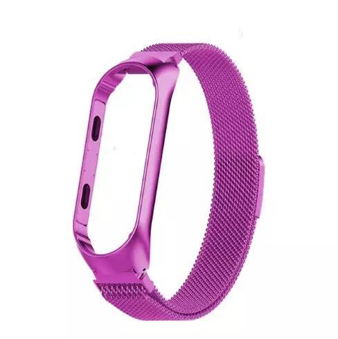 magnet purple Браслет для Mi Band 4 ремешок Miband 4/3 Металл Нержавеющая сталь Миланская Магнитная Mi Band 4 3 ремешок на руку аксессуары для ремня - Цвет: magnet purple