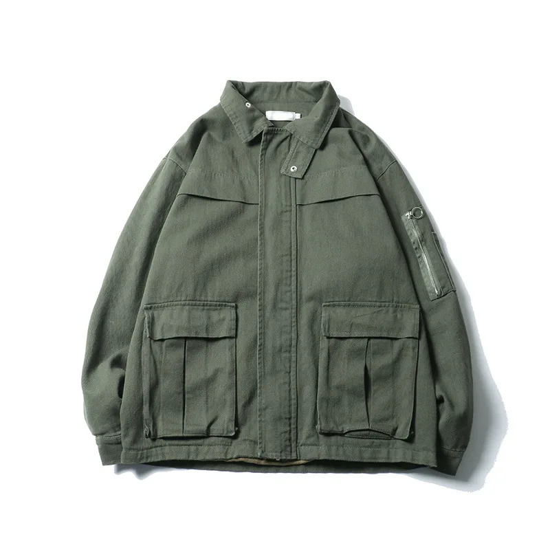 

Spring 2021 New Cargo Jacket Men Loose Casual Handsome Retro Jacket Men