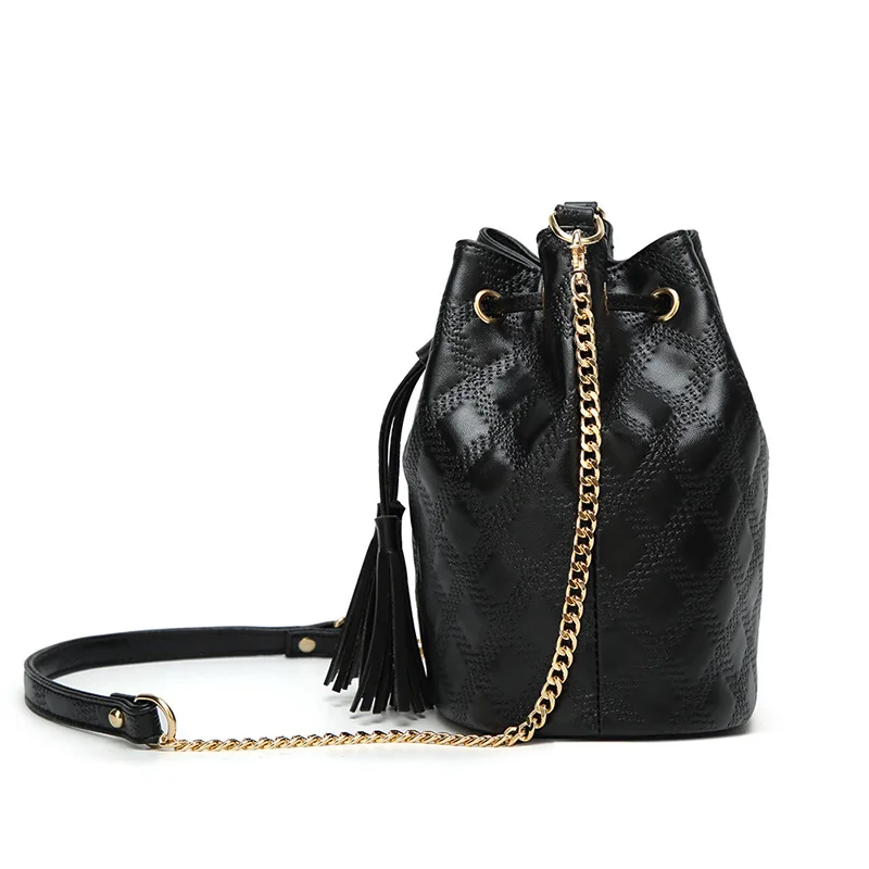 Fashion Genuine Leather Women Bucket Bag Vintage Tassel Messenger High Quality Retro Shoulder Simple Crossbody Tote | Багаж и сумки