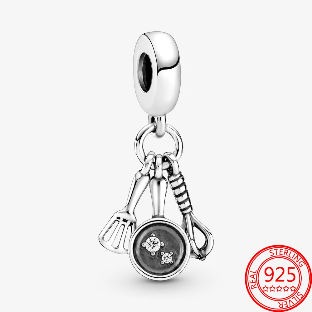 

Fine 925 Sterling Silver Spatula, Frying Pan & Whisk Dangle Charm Fit Pandora Bracelet Jewelry Making Pendant Gifts