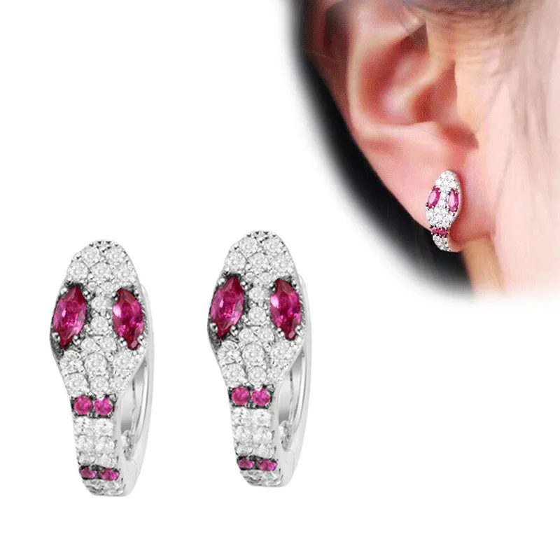 Корейская змеиная Пряжка для ушей инкрустация кристаллами серьги в виде змей