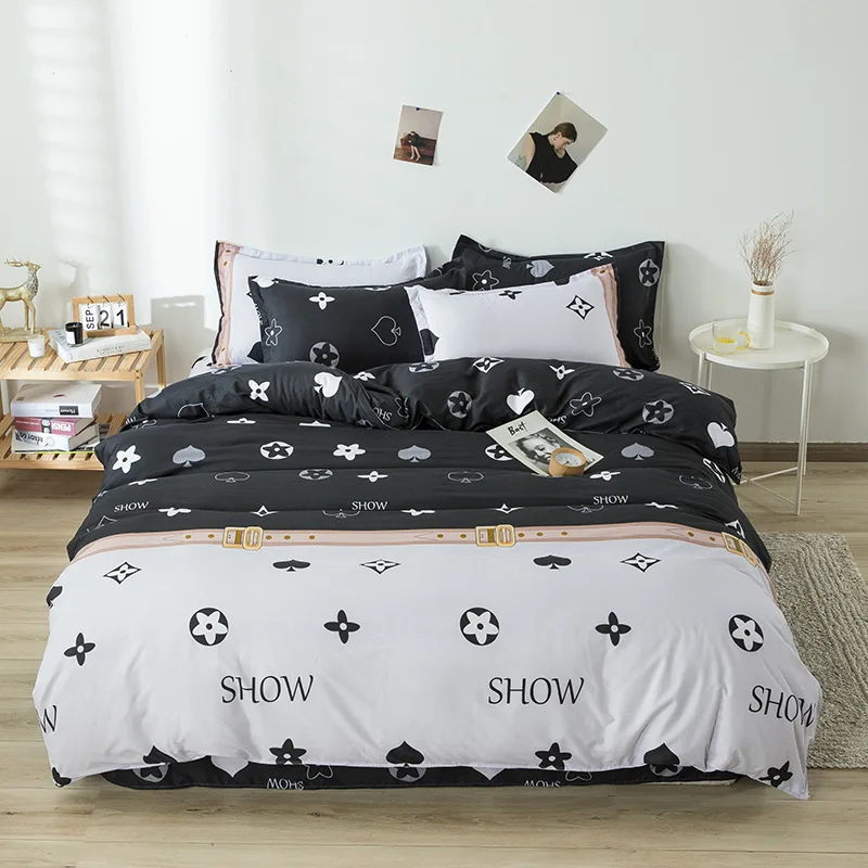 

Simple Check Cotton 1/4 Piece Bedding Set Skin-friendly Quilt Cover Student Dormitory Single Quilt Cover Double King-size Bed