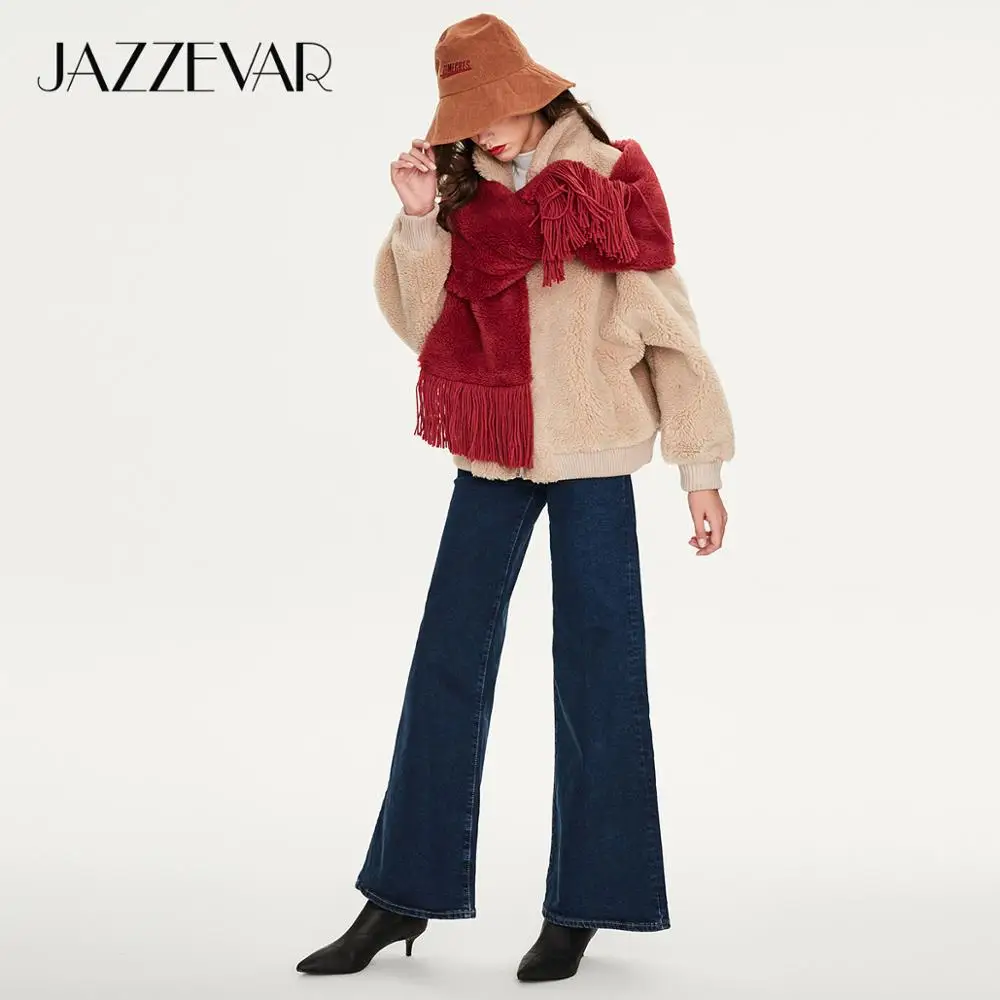 JAZZEVAR Зима Новое поступление натуральный мех дубленка женская мода пиджак медведь теплая зимняя куртка для женщин K9050