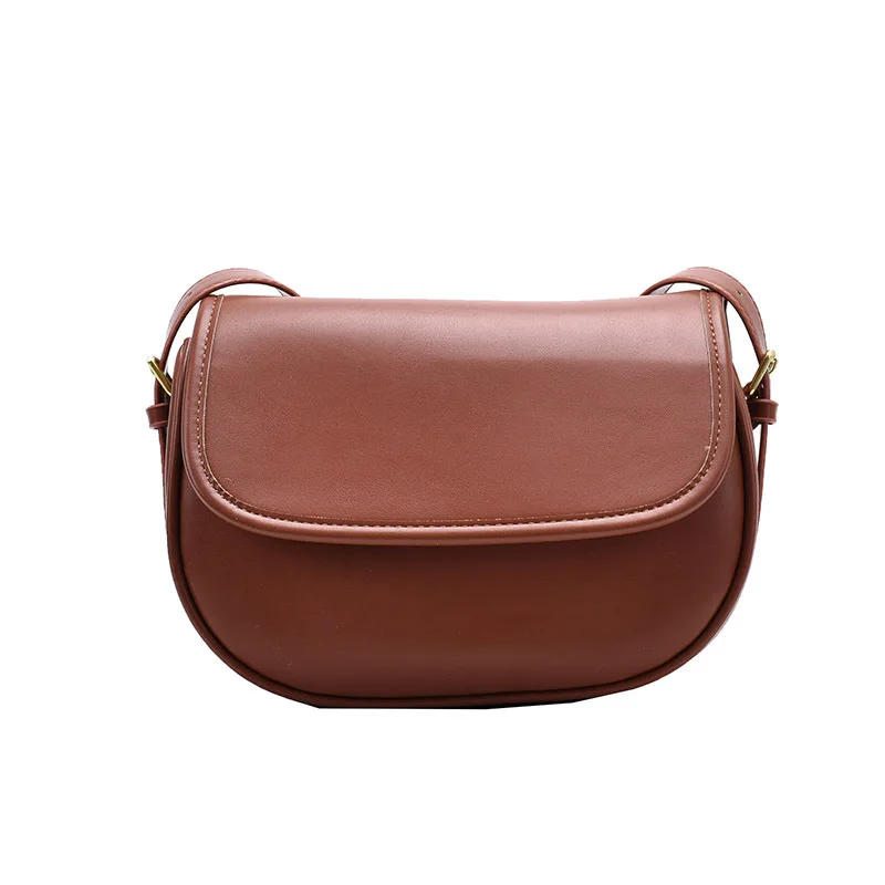

2021 Spring New Retro Fashion Ladies Casual All-match Semicircle Saddle Bag High Quality PU Leather Shoulder Messenger Bag Women