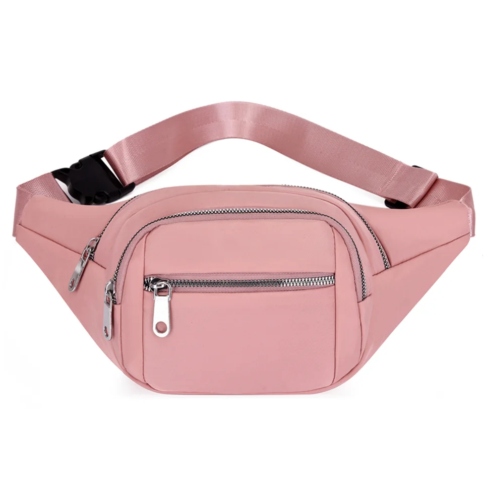 

Women Nylon Waist Bag pack Purse Casual Large Phone Belt Bag Pouch Travel Phone Fanny Banana Bag Hip Pockets