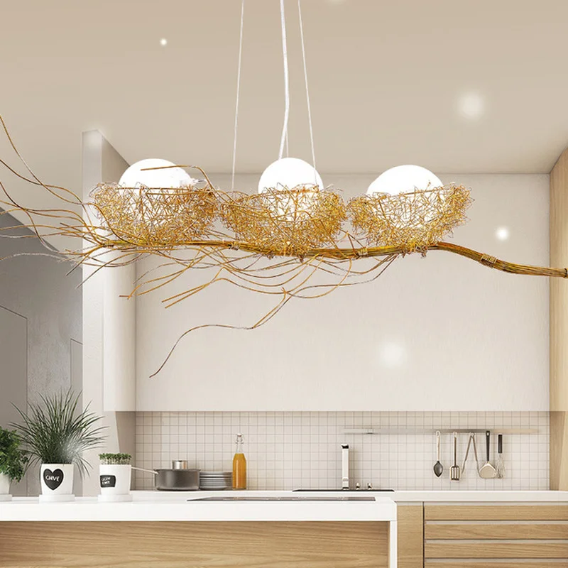 Современная люстра освещение для золотого птичьего гнезда столовой хрустальные