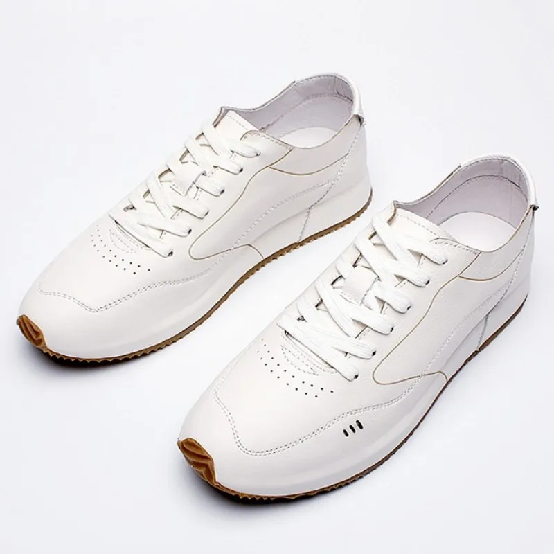 Men Casual Genuine Fashion Leather Lace Up Sneakers Vintage Joggers Trainers Footwear Male Comfortable Flats Athlete Shoes | Обувь