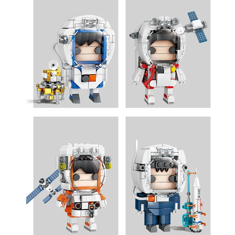 

Космическая лабораторная станция Brickheadz, астронавт, лунный зонд, ракетная пусковая база MOC, строительные блоки, фигурки, кирпичи, Классическа...