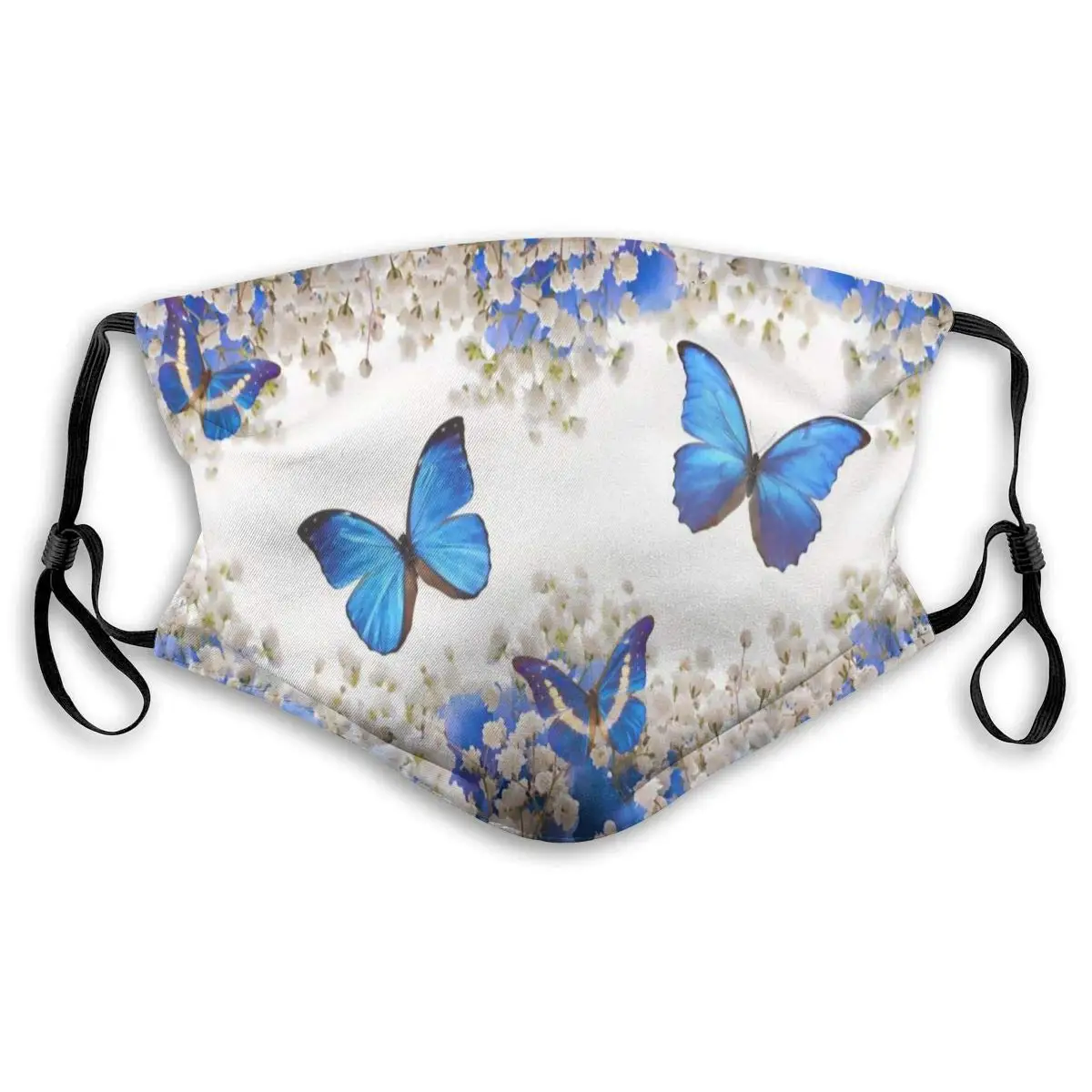 

Butterflies On Rose With White Flower Face Masks With Replaceable Filter Mouth Mask Muffle Mask Breathable And Comfortable Mouth