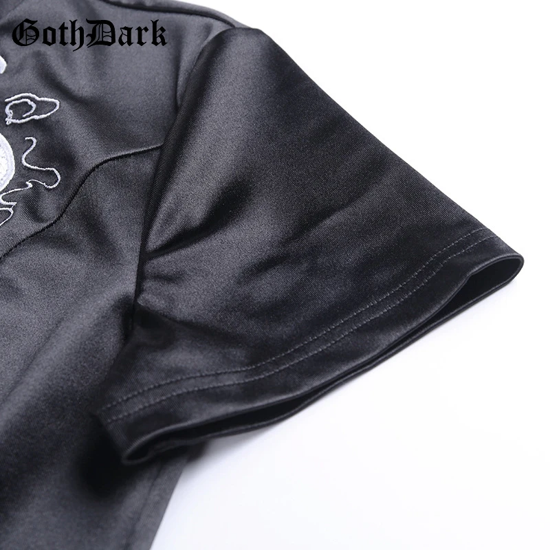 Goth Dark Black Vintage Gothic Halloween Dresses Women Embroidery Autumn Long Party Dress Spliced Black Chinese Cheongsam