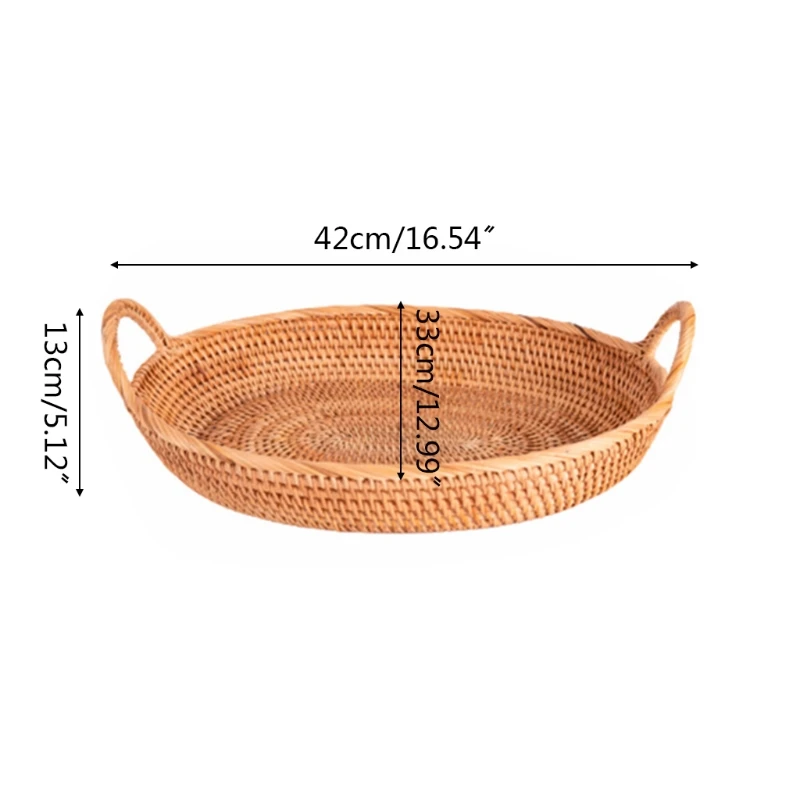 

Rattan Woven Fruit Basket for Bread Vegetable Bowl Food Snacks Storage Organizing Kitchen Serving Tray