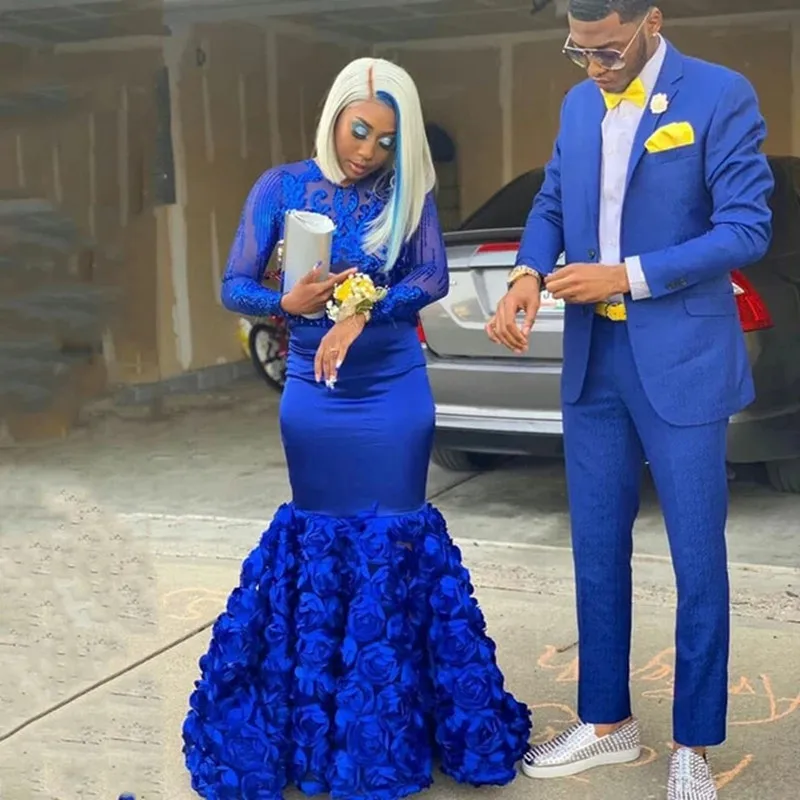 

Hot Selling Royal Blue Mens Suit Wedding Groom Tuxedos Prom Party Slim Fit Terno Masculino Blazer 2 Pieces Male (Jacket+Pants)