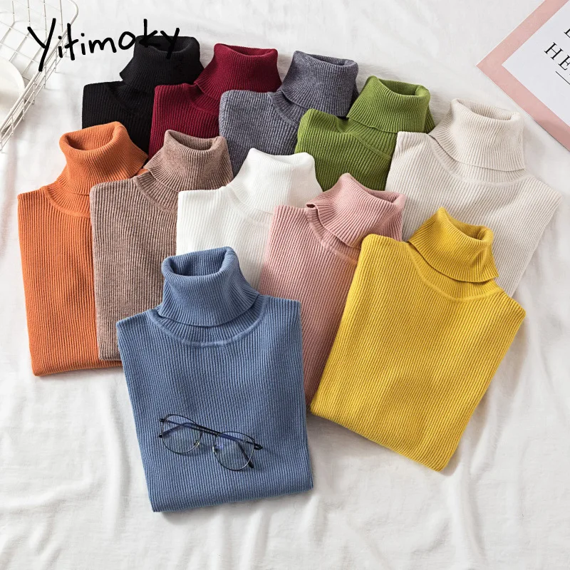 Женский свитер с высоким воротником пуловер эластичная зимняя одежда мягкий