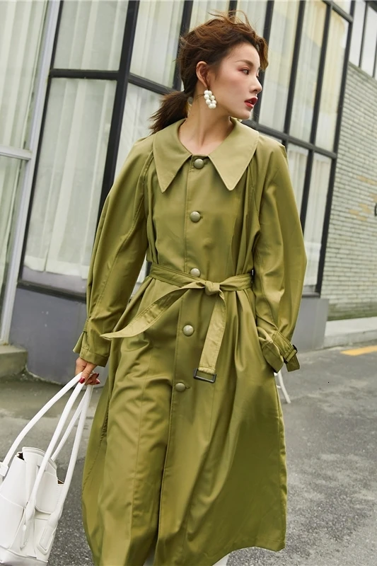 LANMREM/Новинка 2019 года сезон осень-зима модная однотонная свободная Зеленая