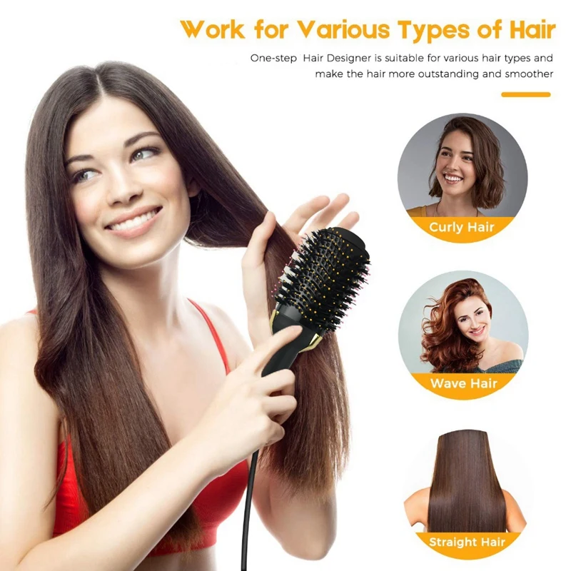

Multifunctional 2-In-1 Step Hair Dryer Brush Rotating Hot Brush Hot Air Curler Iron Rotating Roller Comb Negative Ion Shape Comb