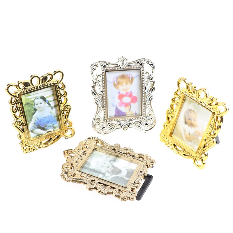 1 шт. винтажная Золотая рамка для картины прямоугольные фоторамки 1/12 кукольного