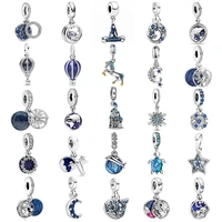 new fashion charm original hat castle snowflake blue pendant series suitable for original ladies bracelet jewelry gift