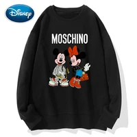 disney stylish mickey minnie mouse cartoon letter print o neck pullover unisex t shirt long sleeve loose tops s 3xl 9 colors