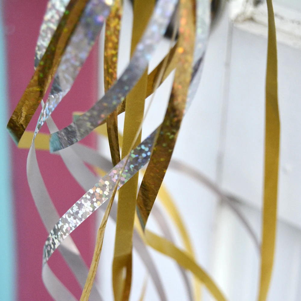 6 шт 10 м розовое золото лазерные блестящие ленты для завивки ролл воздушные шары