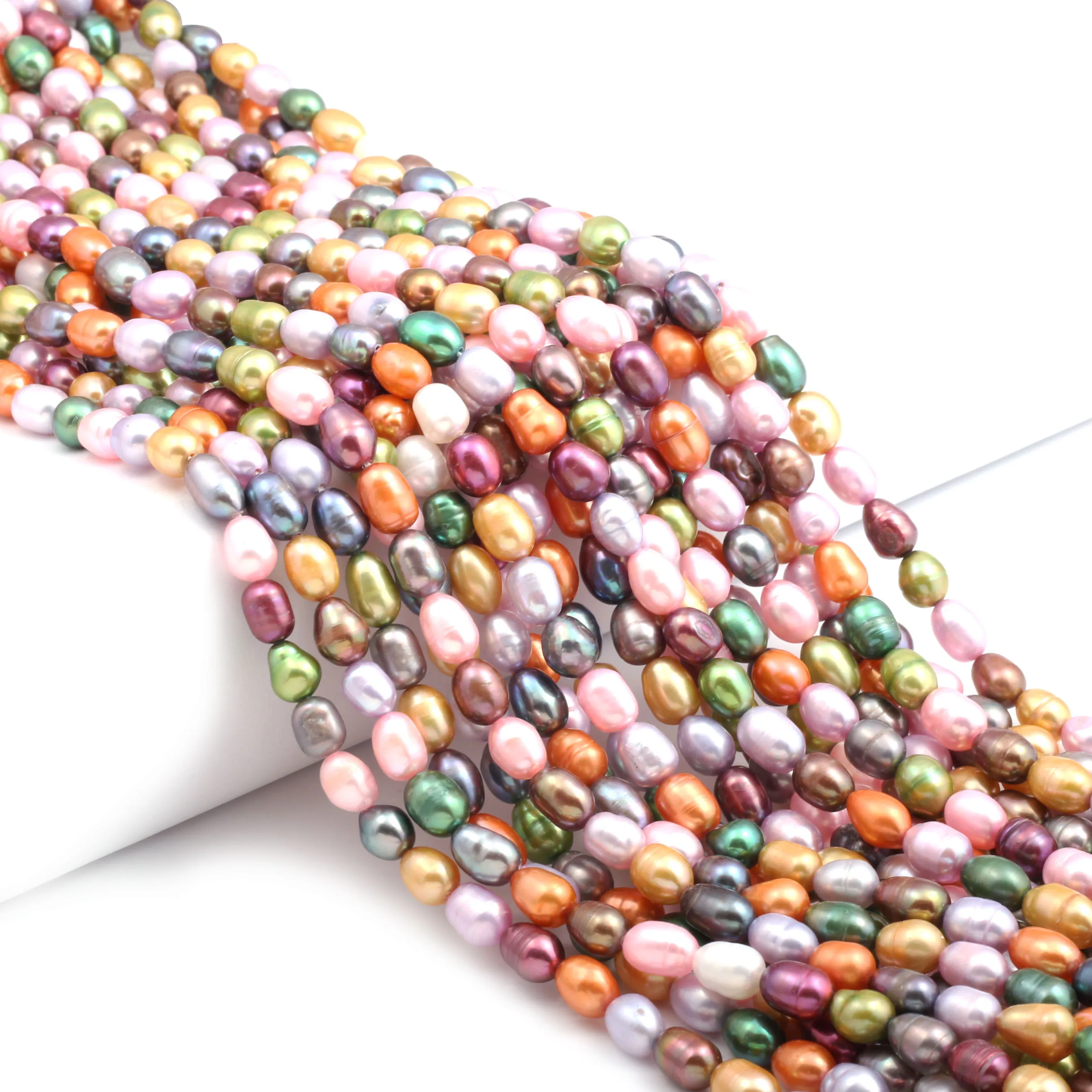 

Small Beads Multicolor Rice Shape Pearl Beads Women Girl for Jewelry Making DIY Accessories Necklaces Bracelet 5-6 mm