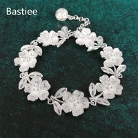 bastiee 999 sterling silver bracelet hand chain charms handmade ethnic vintage flowers luxury jewelry bracelets for women bangle