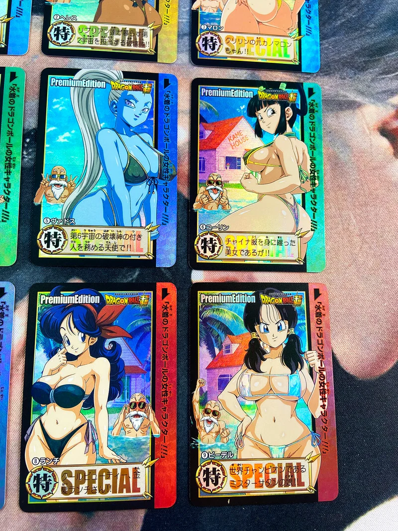 Traje de ba&ntilde;o de Dragon Ball Z para ni&ntilde;as, Bikini con Android 18, Chichi Bulma Ranchi, Sexy, juego coleccionable, tarjetas de colecci&oacute;n de Anime, 18 unids/set por Set-4