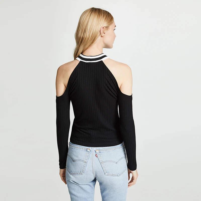 HDY Haoduoyi 2019 Casual Solid Crewneck Tops Cold Shoulder Knit Long Sleeve Super Comfy Soft Sexy Pullover Sweater | Женская одежда