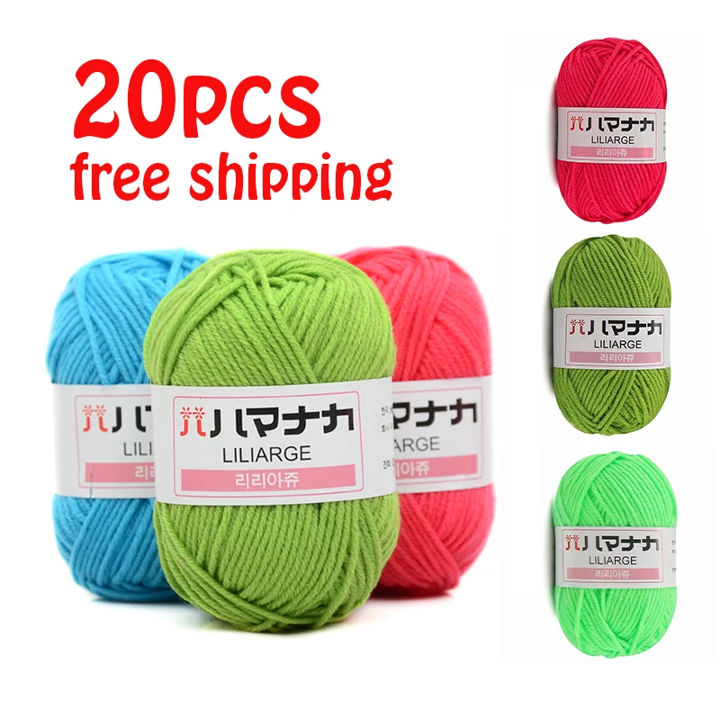 

20pcs Baby Cotton Crochet Yarn Lot Soft Warm 25g 4ply Milk Wool For Hand Knitting Needlework DIY Free Shipping