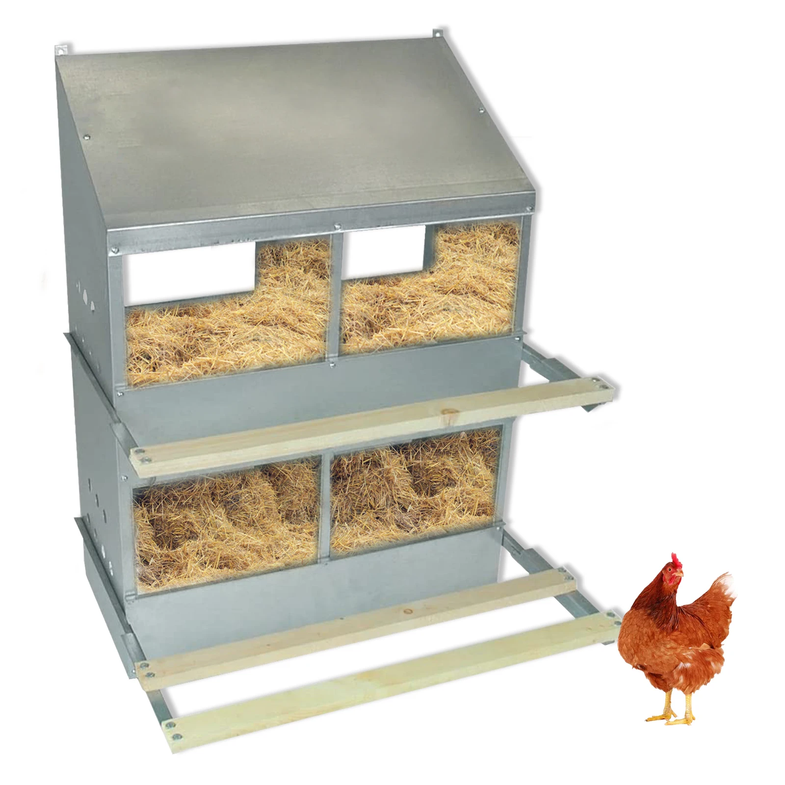 

stock 4 HOLE HEAVY DUTY GALVANIZED CHICKEN NESTING LAYING ROOST BOX