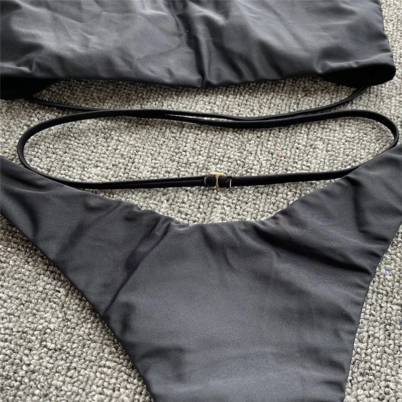 

Brazilian Swimsuit Female Cross Bikini 2021 off-shoulder Woman Swimwear Push Up Bathing Suit V-neck Bathers String New