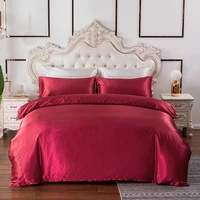 modern comforter bedding set wine red silky satin duvet cover set king size bedclothes pillowcase bed linen set for adults bed