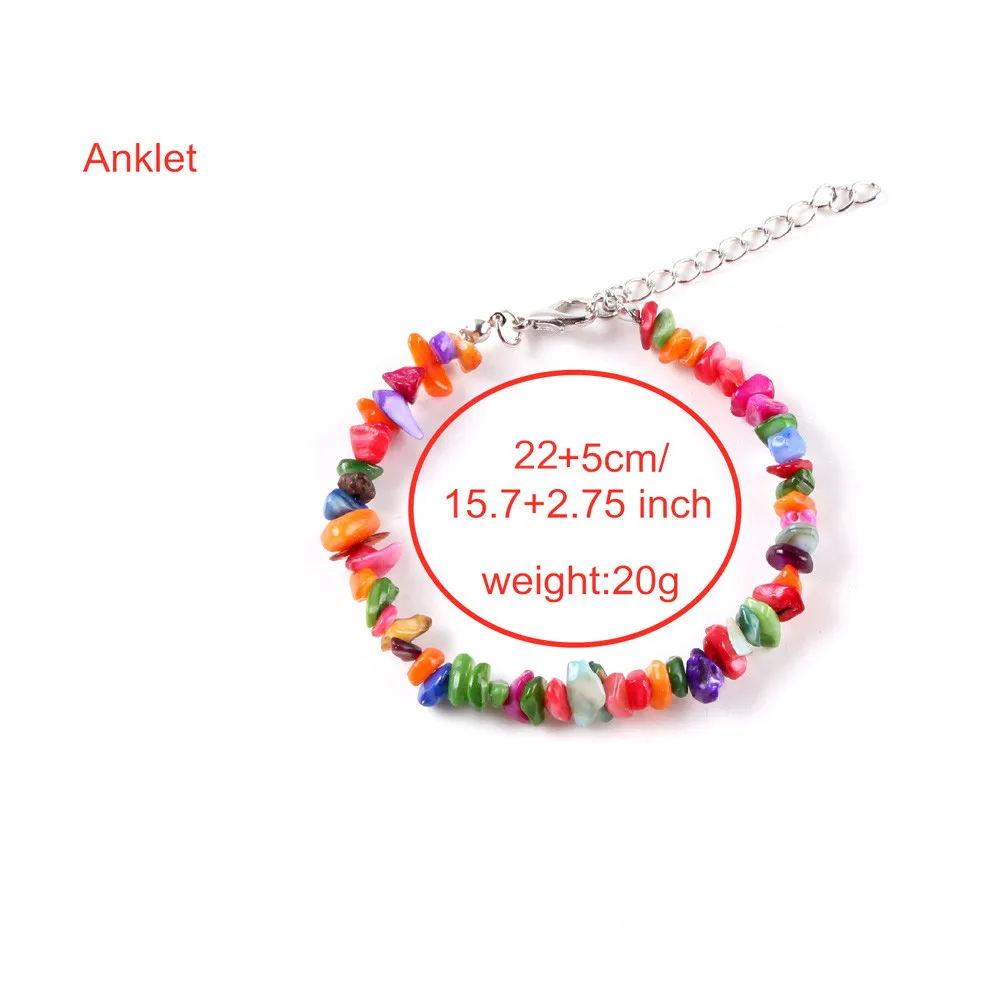 Браслет на ногу женский из натурального камня винтажный Асимметричный браслет с