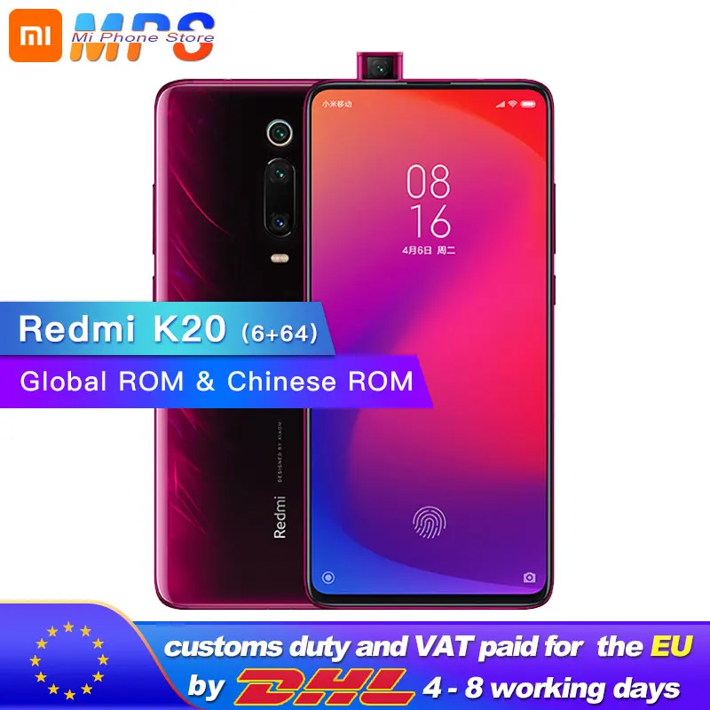 Xiaomi Redmi K20 с глобальной ПЗУ 6 ГБ 64 Смартфон Snapdragon 730 задняя камера 48 МП всплывающая