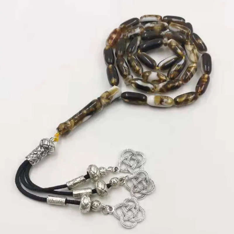 Черно-белая Смола Tasbih 33 мусульманская мисбаха молитвенные бусины специальный