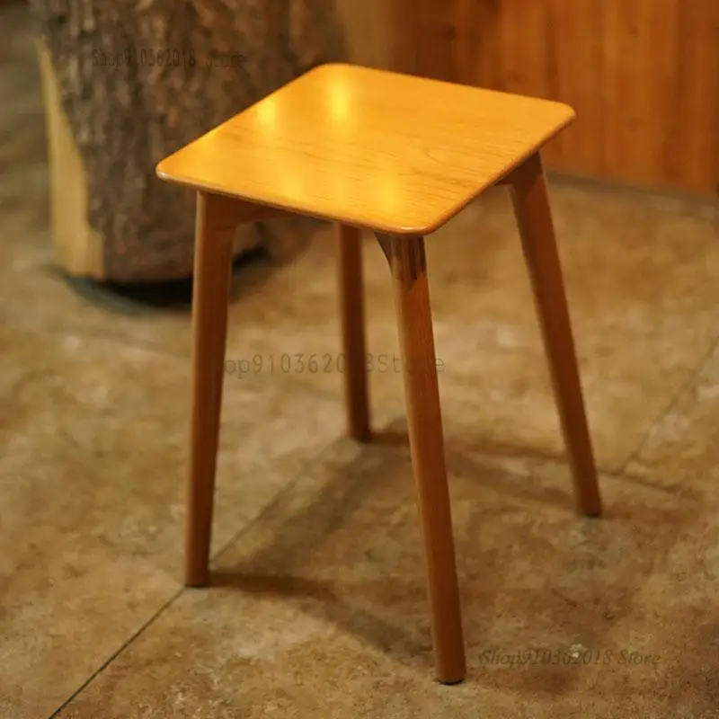 Household Small Square Stool Solid Wood Cherry Black Walnut Makeup Shoe Changing |