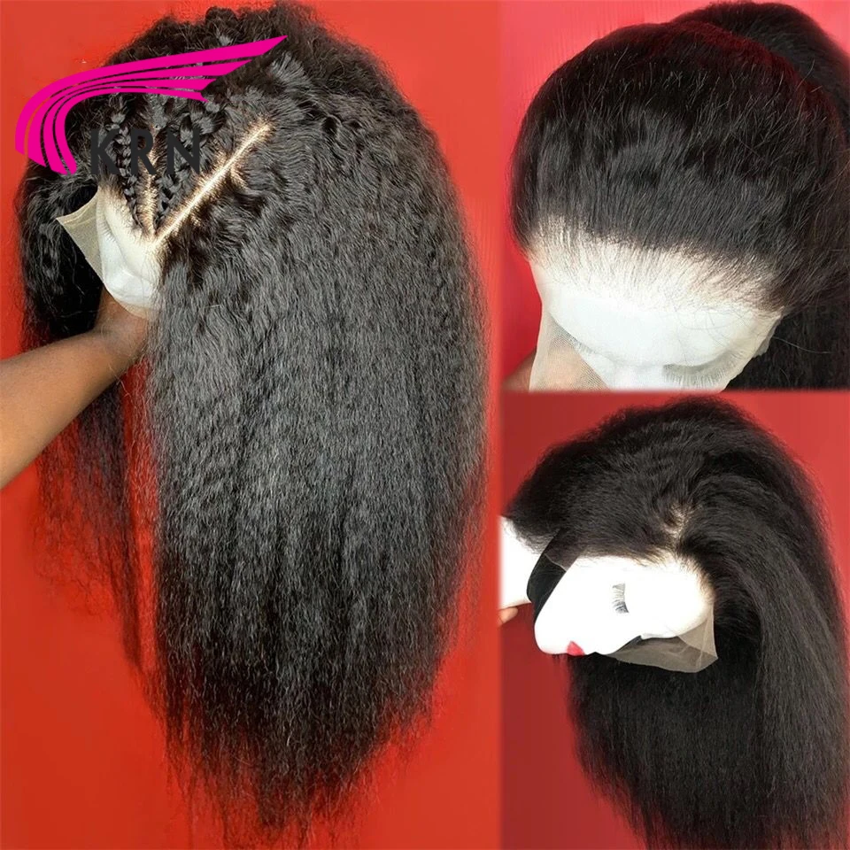 Кудрявые прямые Синтетические волосы на кружеве человеческих волос парики из