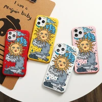 funny tarot sun moon face phone case for iphone 12 mini 11 pro max 7 xs max x xr se 2020 8 6 6s plus clear cute silicone shell