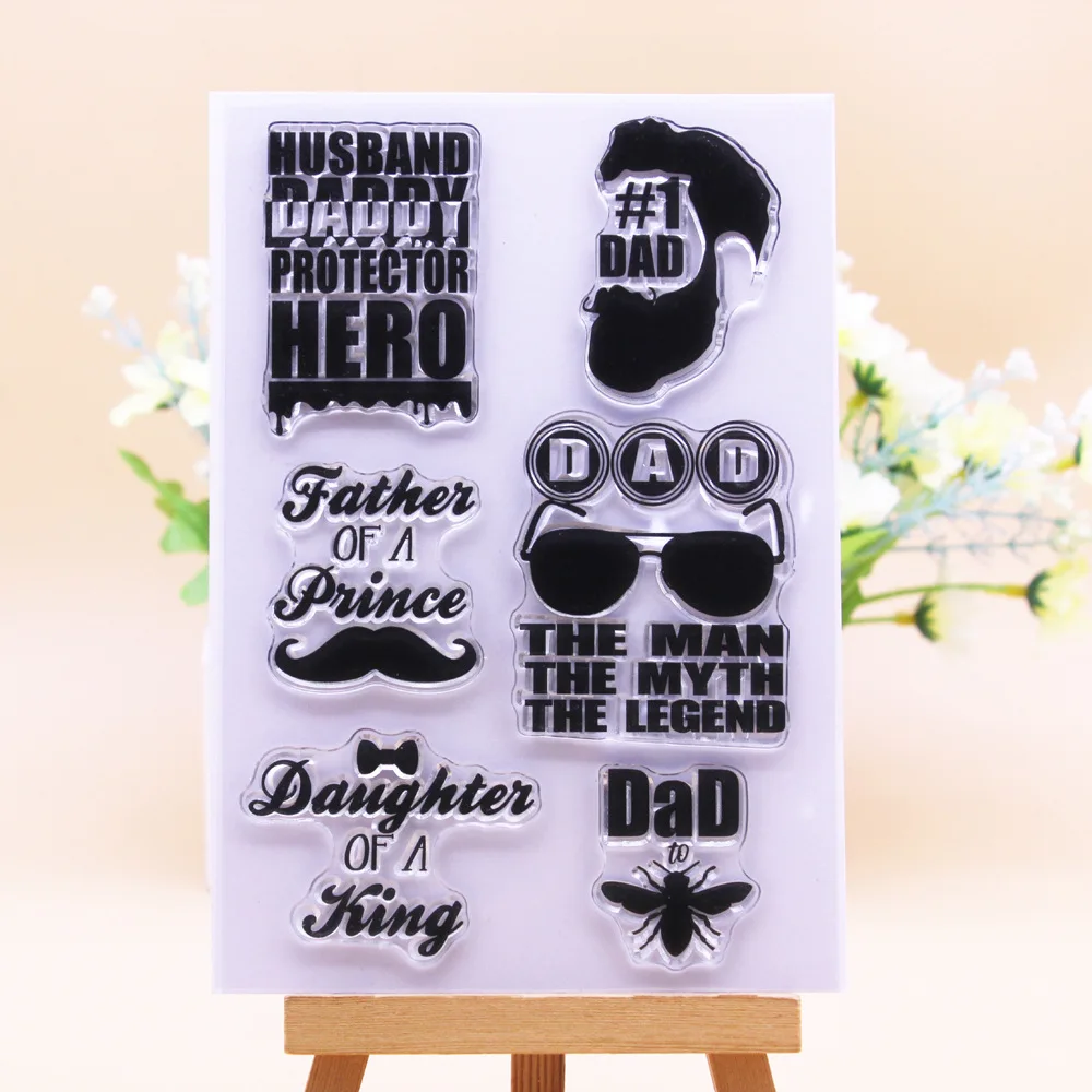 

Прозрачные силиконовые штампы «сделай сам» для отца, карточка, ручная учетная запись, резиновые штампы для подарка на День отца