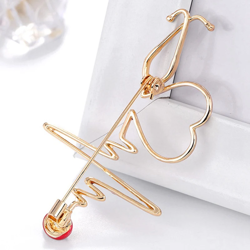 Эмалированная брошь в форме сердца для мужчин и женщин сердцебиения Ювелирное